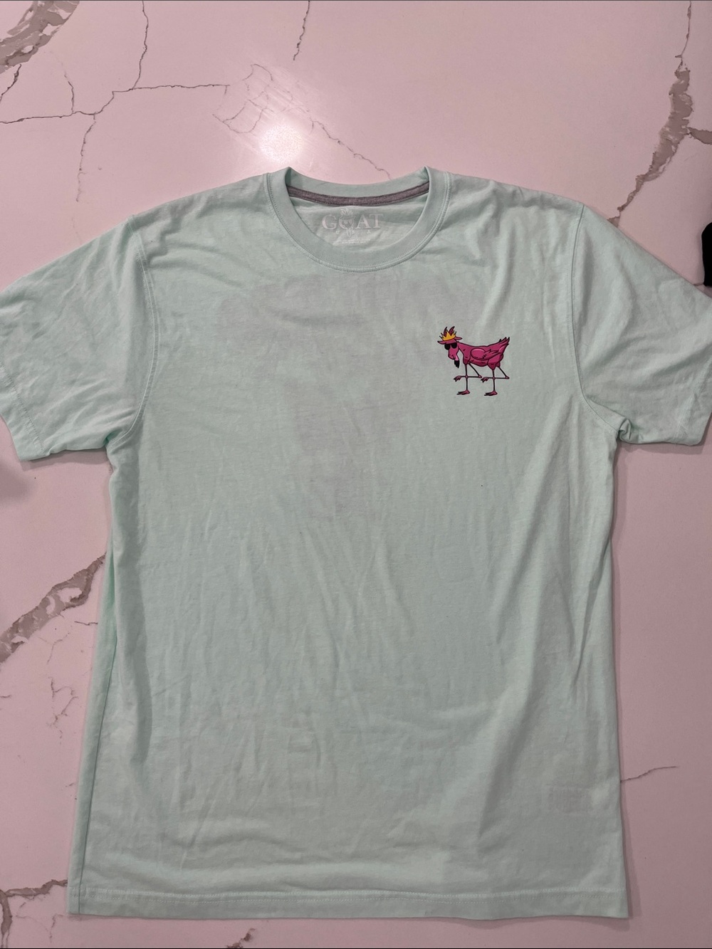 GOAT Mint Graphic Tee with Pink Flamingo